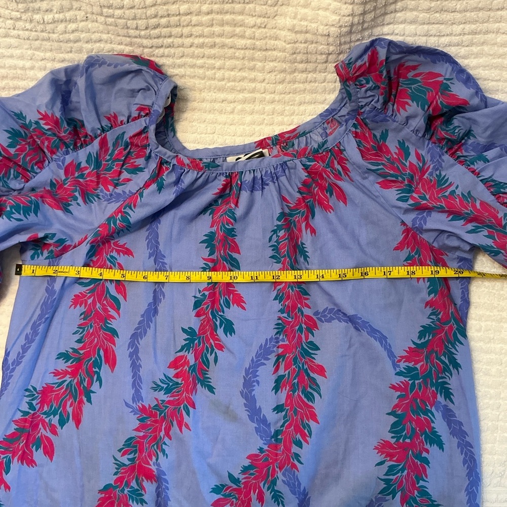 Hilo Hattie Light Blue Floral Rayon Muumuu with Pink & Green Accents - Picture 7 of 9